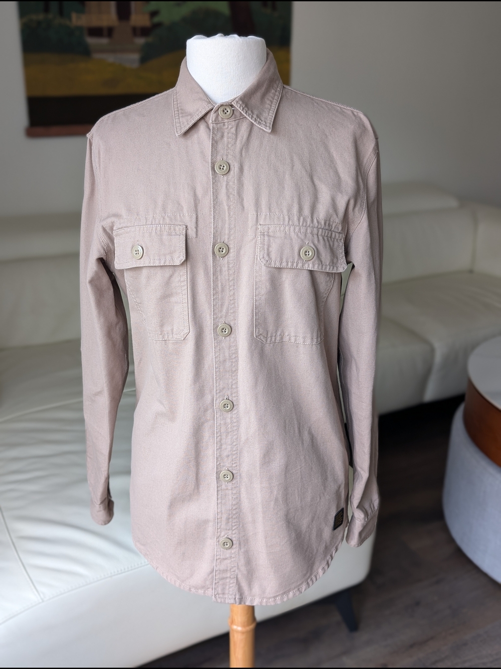 Frank And Oak Men's Tan 100% Cotton Utility Overshirt Shacket XS